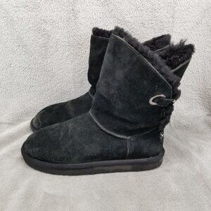 UGG Shoes Womens Size 7 Black Suede Koolaburra Remley Shearling Boots *Read*